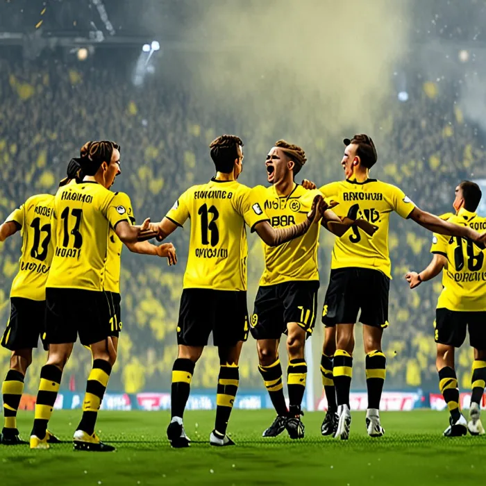 Cầu thủ Dortmund ăn mừng bàn thắng