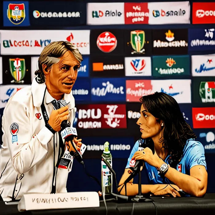 Cristina Serra interviewing coach Roberto Mancini