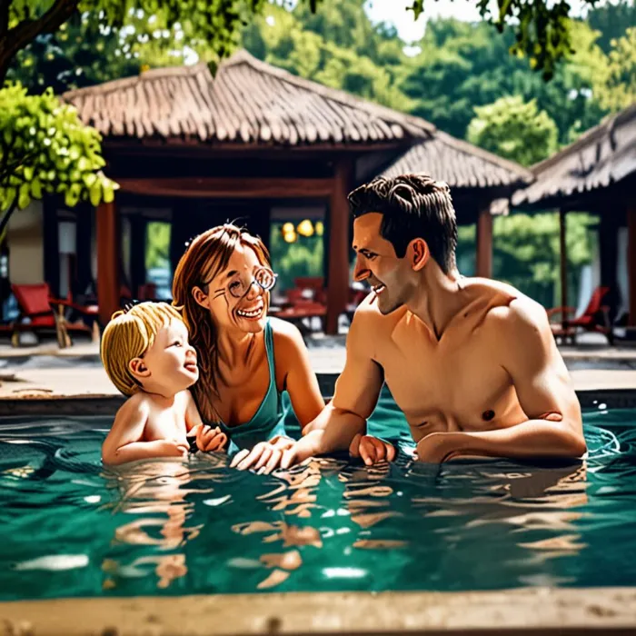 Gia đình vui chơi tại resort