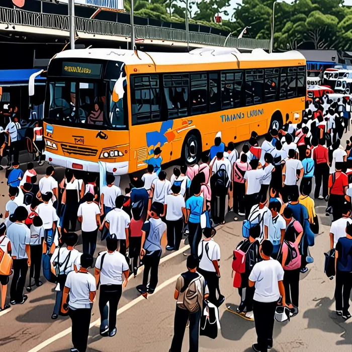 Hành khách lên xe Thanh Lịch