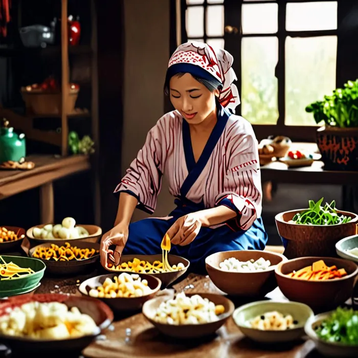 Làm bánh khúc Kinh Bắc