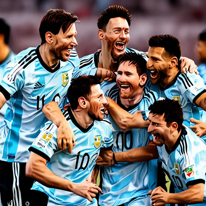 Messi cùng đồng đội Argentina