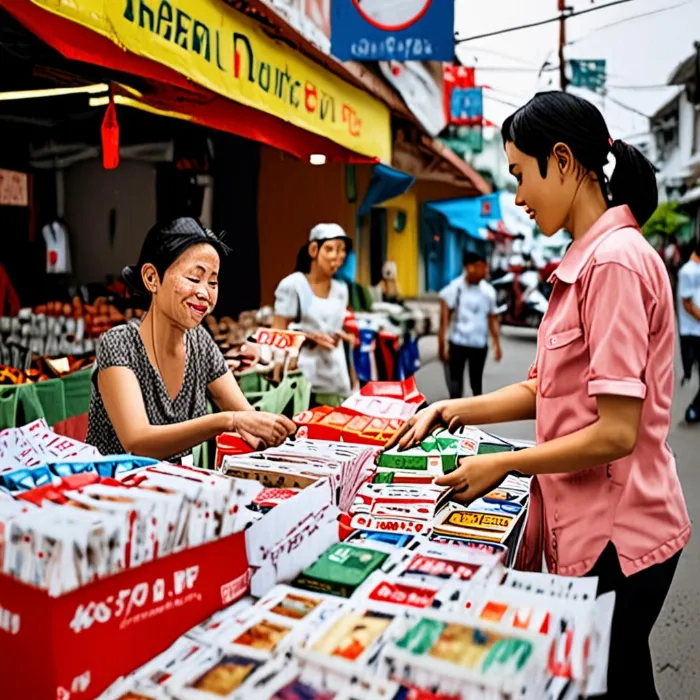 Người phụ nữ đang mua xổ số