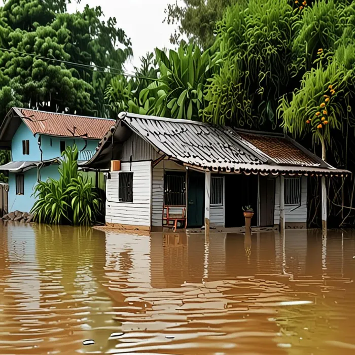 nhà cửa ngập nước lũ