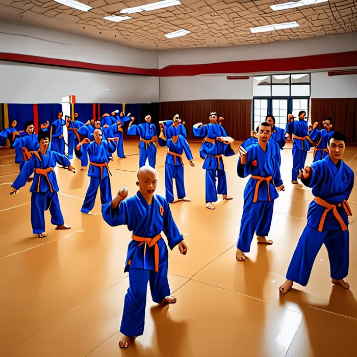 Nhóm võ sinh luyện tập Vovinam