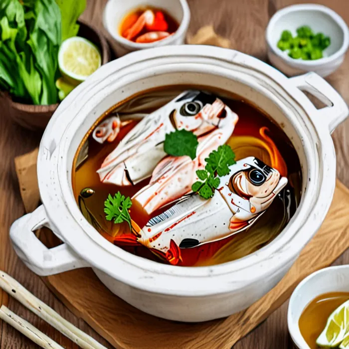 Nồi canh đầu cá ngon mắt