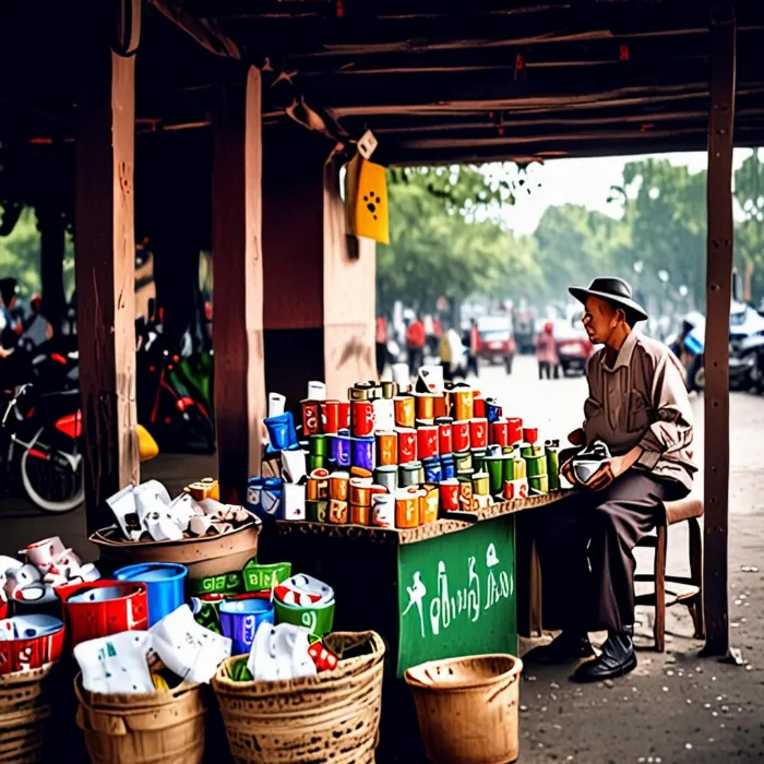 Quán trà đá vỉa hè dưới chân cầu