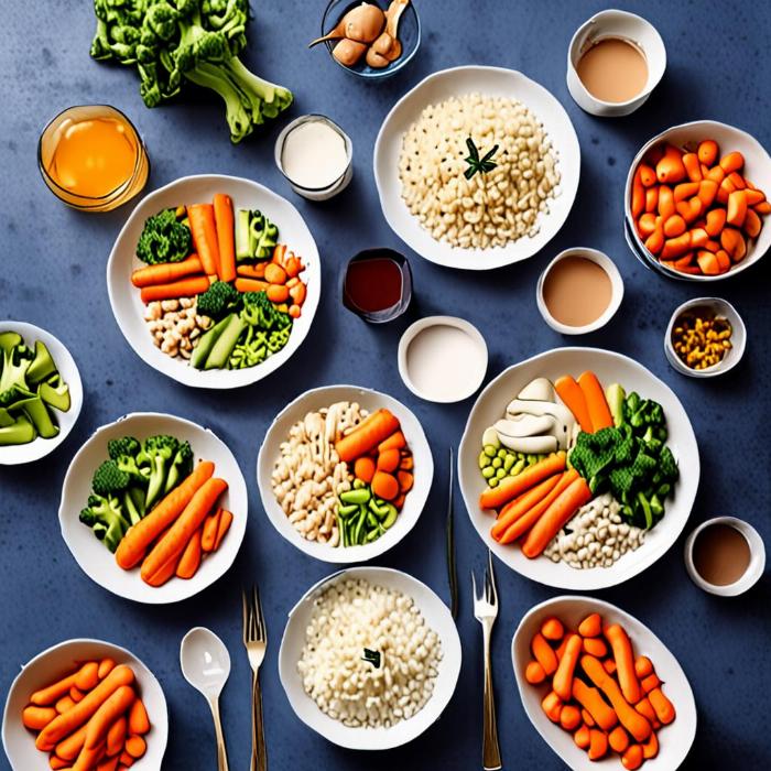 A table full of delicious and healthy food for kids dinner